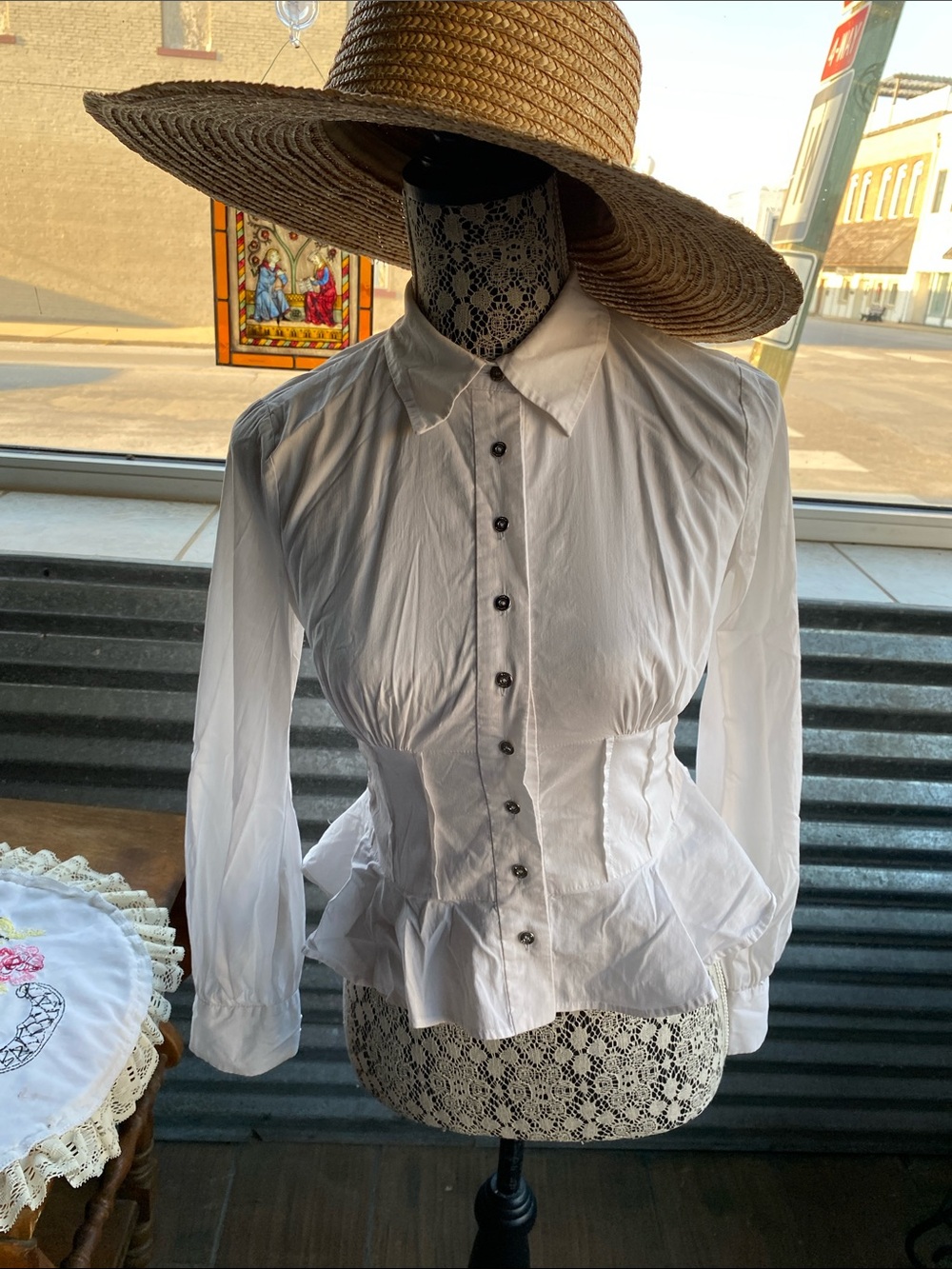 Bebe White Button-Front Peplum Blouse - Women Tops XS